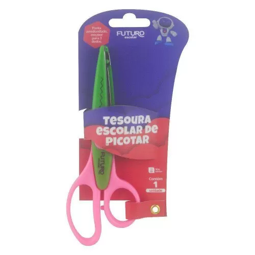 Tesoura escolar para picotar 17cm coloridas Futuro