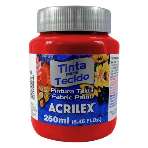 Tinta para tecido vermelho fogo 507 250ml Acrilex