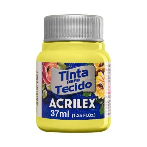 Tinta para tecido amarelo limão 504 37ml Acrilex