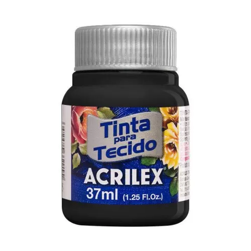 Tinta para tecido preta 520 37ml Acrilex