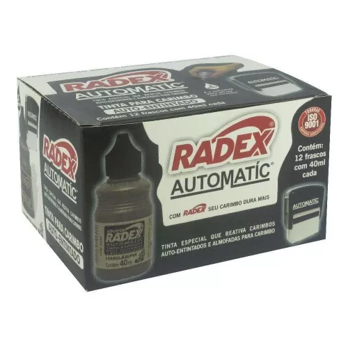 Tinta para almofada de carimbo automático 40ml preta Radex