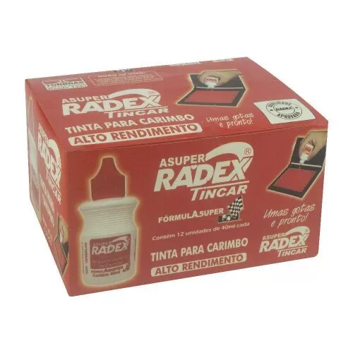 Tinta para almofada de carimbo 40ml vermelho Radex