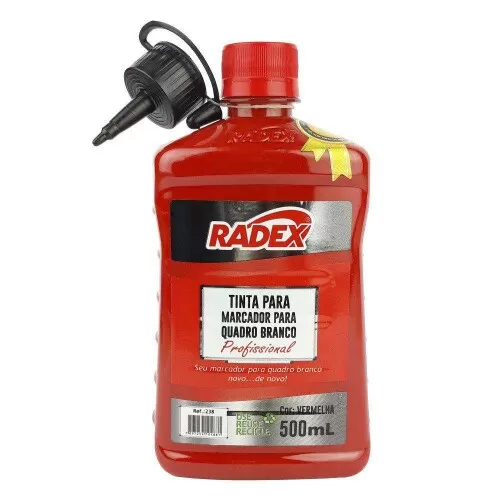 Tinta para pincel quadro branco líquido vermelho 500ml Radex