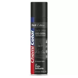 Tinta spray uso geral 400ml preto brilhante Chemicolor