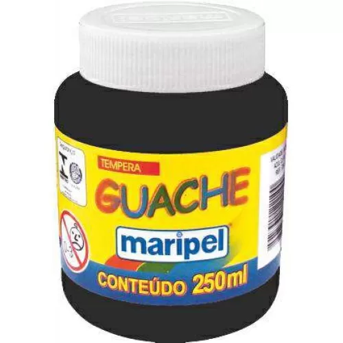 Tinta guache 250ml preto Maripel