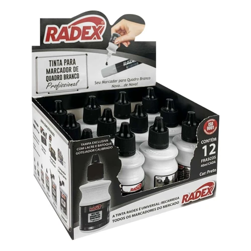 Tinta para pincel de quadro branco líquido 40ml preto Radex