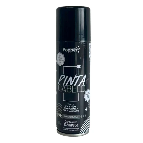 Tinta spray para cabelo preto 135ml Popper