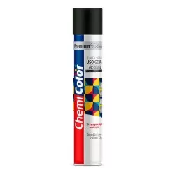 Tinta spray uso geral 250ml preto brilhante Chemicholor