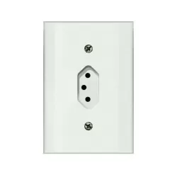 Tomada fêmea 3 pinos branco placa homelink 10A F.C