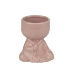 Vaso de porcelana colorido cabeça corpinho sentado 10cm