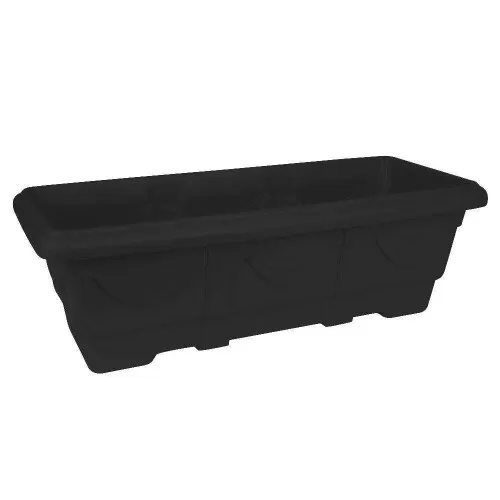 Vaso plástico retangular jardineira preto 50x19cm Nutriplast