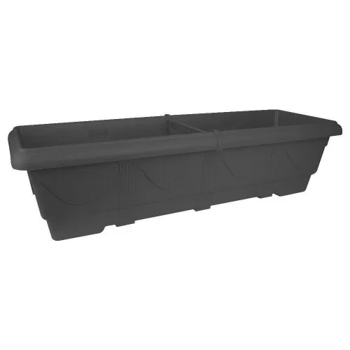 Vaso plástico retangular jardineira preto 80x24cm Nutriplast