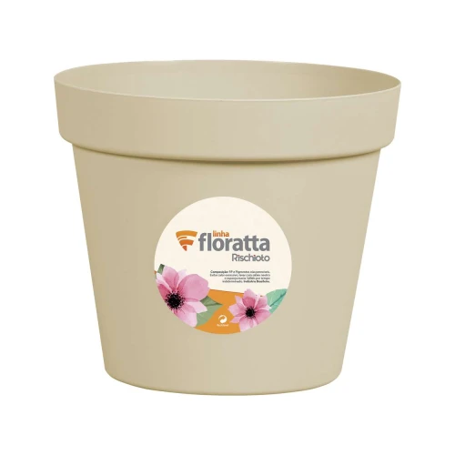 Vaso plástico redondo floratta n°26 22x26cm areia Rischioto