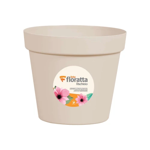 Vaso plástico redondo floratta nº19 17x19cm areia Rischioto