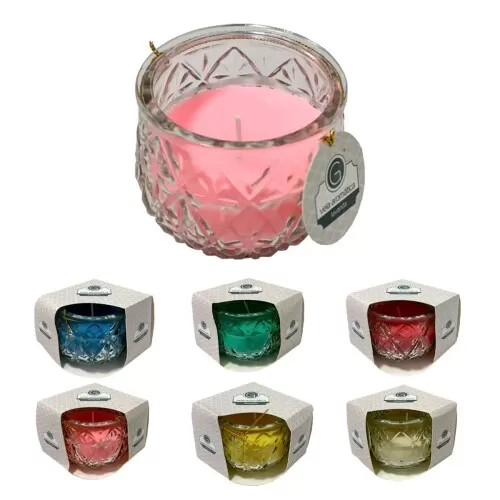 Vela decorativa perfumada com suporte de vidro 6x7cm