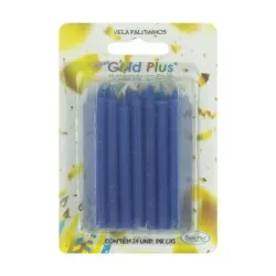 Vela palito azul com 24 unidades Gold Plus