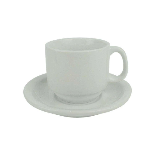 Xícara de café de porcelana 200ml com pires branca